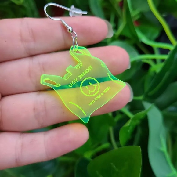 Plastic Bag Earrings - Picture 2 of 3
